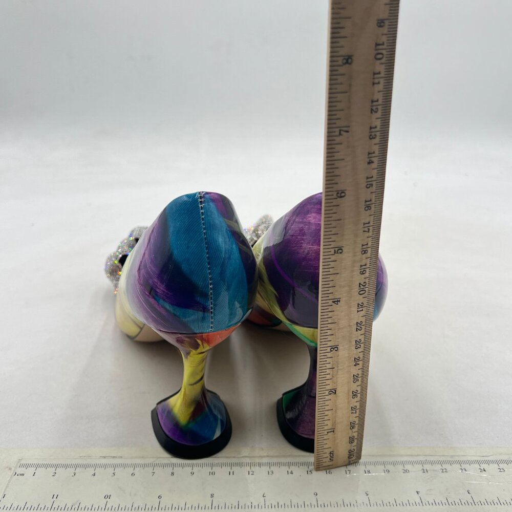 Ydn Colorful Feather Print Pointed Toe Slip On Pu… - image 5